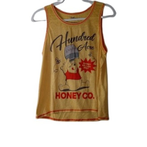 Disney Womens Graphic Tank Top Yellow Pooh Hundred Acres Honey Sweet As Can Be M - Picture 1 of 3